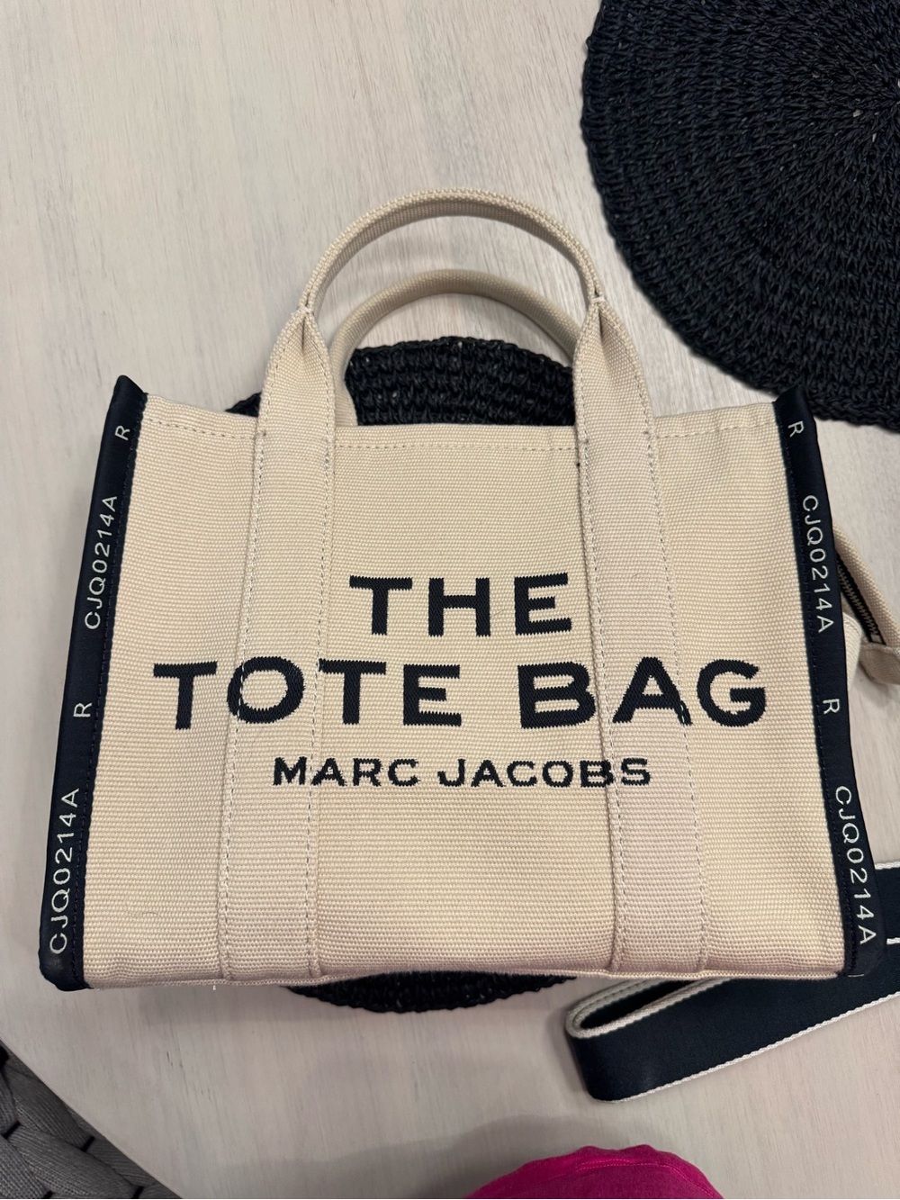 Marc Jacobs Canvas Tote Bag in Cream with Black Logo